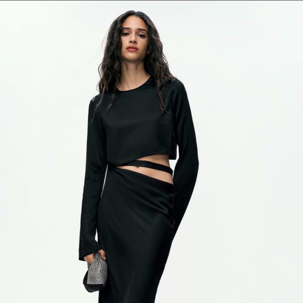 NWT Zara Slit Satin Effect Dress